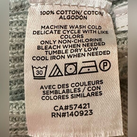 Loft Textured Split Neck Sweater 100% Cotton, Sage Green. Size Large. - Picture 7 of 7